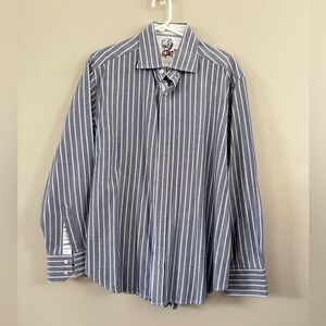 Robert Graham Long Sleeve Men's Dress Shirt Button Up‎ Vertical Stripes Large